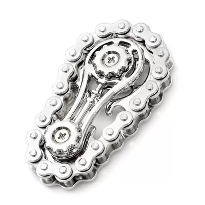 Jucarie fidget spinner premium anti stres, flippy, giroscop din aliaj, jucarie din metal de decompresie, forma lant de angrenaj de bicicleta, 6 x 3.5 foto