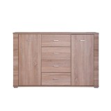 Cumpara ieftin Comoda 2 usi 4 sertare mdf maro stejar sonoma Grand 140x96x39 cm