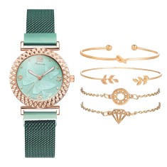 Set cadou cu ceas de dama Rinnandy Afrodita verde si patru bratari elegante foto