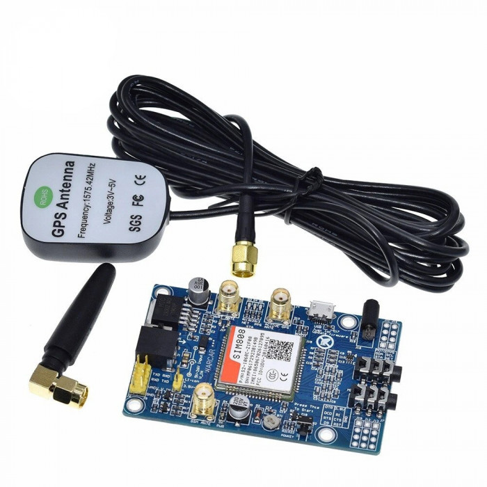 Modul SIM808 GSM GPRS cu placa IPX SMA si antena GPS, Raspberry Pi si Arduino