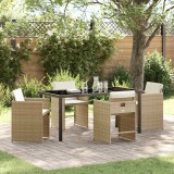 Cumpara ieftin Set de masă pentru grădină cu pernă 5 pcs Bej Rattan poli