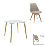 Cumpara ieftin Set masa si scaune 5 buc Natali-Gaston Pako World Alb 80x80x76 cm