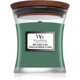 Woodwick Mint Leaves &amp; Oak lum&acirc;nare parfumată cu fitil din lemn 85 g