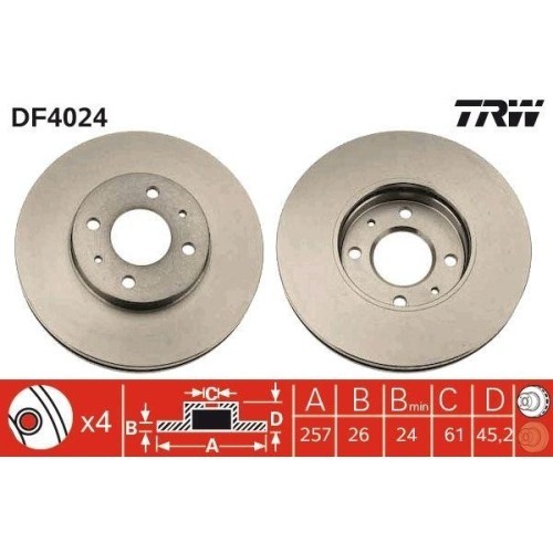 Set disc frana Nissan 100nx (B13) 03.90-01.96, Almera I Hatchback (N15) 07.95-01.01, Sunny 3 Hatchback (N14) 08.90-07.95, Sunny 3 Liftback (N14) 10.9