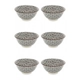 Set boluri, 6 piese, 690 ml, Portelan, Negru