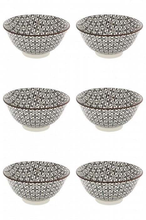 Set boluri, 6 piese, 690 ml, Portelan, Negru