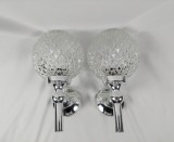 Aplice MCM Art Deco, crom, stil Limburg, sticlă Diamond, vintage