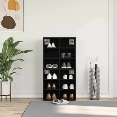 vidaXL Set de 2 Dulapuri pentru Pantofi &amp;icirc;n Stejar Negru - 52.5 x 30 x 50 cm foto