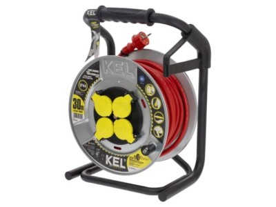 Prelungitor alimentare KEL 3x2,5mm2 4 prize 30m 16A gumă roșu foto