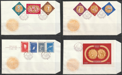 Romania 1961 - #528 &amp;amp; 529 Medalii la J. O. de la Melbourne si Roma FDC 4v MNH foto
