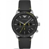 Emporio Armani Mario AR11325, Ceas Bărbați 44mm Cronograf Baterie Cu Curea Din Piele Neagră