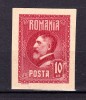 ✅RO 1926 LP 74 ,&quot;A 60-a aniversare Ferdinand I&quot;, PROOF ,10 lei rosu , &#039;Reproducerea Visoianu&#039; 22x29 mm , litografiate hartie groasa original negumata, Stampilat