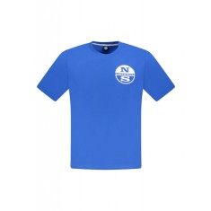 Tricou barbati, cu imprimeu cu logo, Regular fit, Albastru, XL