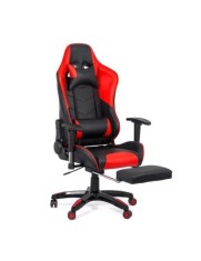 Scaun gaming OFF 306, spatar rabatabil, cotiere reglabile, piele ecologica, suport picioare, perna cervicala si lombara, inaltime ajustabila, 110 kg