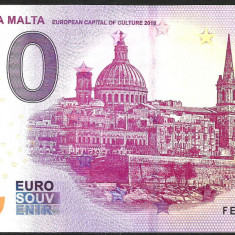 ! 0 EURO SOUVENIR - MALTA , VALLETTA CAPITALA CULTURALA EUROPEANA - 2018.1 - UNC