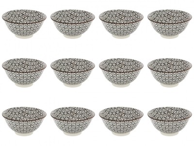 Set boluri, 12 piese, 690 ml, Portelan, Negru foto