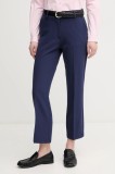 Sisley pantaloni culoarea bleumarin, drept, high waist, 4KVXLE02X