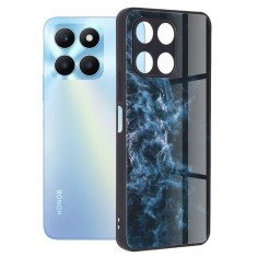 Husa telefon compatibila honor x6a, glass spate din sticla securizata, blue nebula foto