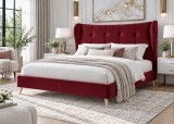 Pat Almera 160x200 cm Tapitat Catifea Burgundy Somiera Inclusa (cod ML 2227-11)