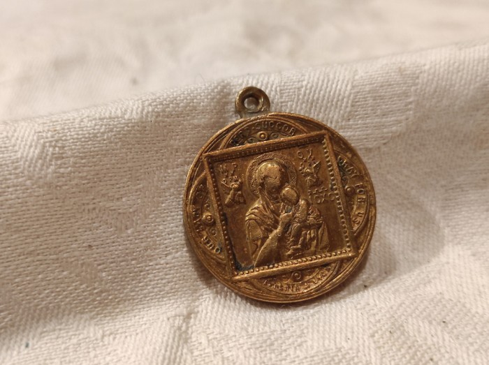 MEDALION FECIOARA MARIA cu PRUNCUL ISUS 1900 FRANTA de colectie SPLENDID UNIC