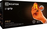 Manusi nitril portocalii fara pudra Mercator GoGrip Orange, marimea L, 50 buc, textura 3D diamant, protectie categoria III tip B