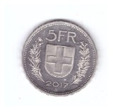 Moneda Elvetia 5 francs/franci 2017, stare buna, curata