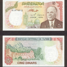 TUNISIA █ bancnota █ 5 Dinars █ 1980 █ P-75 █ UNC █ necirculata
