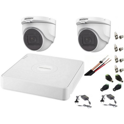 Sistem supraveghere interior audio-video Hikvision 2 camere Turbo HD 2MP DVR 4 canale SafetyGuard Surveillance foto