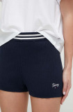 Cumpara ieftin Tommy Jeans pantaloni scurți femei, culoarea bleumarin, uni, high waist DW0DW17781