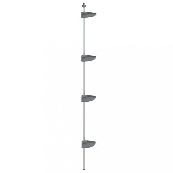 Raft de colt pentru dus telescopic 4 niveluri argintiu aluminiu