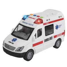 Ambulanta de jucarie QttvbTna, plastic, efecte luminoase si sonore, usi mobile, 25x12cm foto