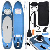 Set placă paddleboarding gonflabilă, albastru, 300x76x10 cm