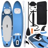 VidaXL Set placă paddleboarding gonflabilă, albastru, 300x76x10 cm