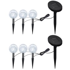 vidaXL Lămpi de grădină cu LED, 6 buc., țăruși &amp; panouri solare