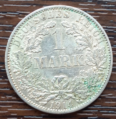 (A219) MONEDA DIN ARGINT GERMANIA - 1 MARK 1914, LIT. A, STARE BUNA foto