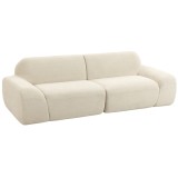 HOMCOM Canapea 3 locuri din chenille 244 cm, canapea modernă pentru living, șezut și brațare late, arcuri individuale (pocket), crem | Aosom Romania