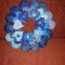 Decor de perete handmade coroana inimioare cusut manual din panza albastru