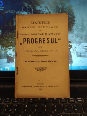 Statutele Băncei Progresul din comuna Laza, județul Vaslui, Giurgiu 1908, 201 foto