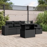 Cumpara ieftin Gossi set mobilier de gradina cu perne, 6 piese, negru, poliratan