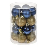Set Globuri de Craciun Aurii Albastre cu Glitter Mate Stralucitoare, CMCLASS