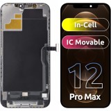 Display cu Touchscreen ZY pentru Apple iPhone 12 Pro Max, cu Rama, Versiune LCD In-Cell IC Movable, Negru
