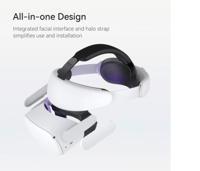 Curea reglabila pentru Oculus Quest 2 Kiwi, plastic/spuma cu memorie, alb/negru foto