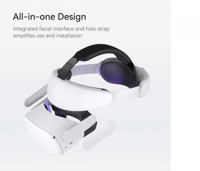 Curea reglabila pentru Oculus Quest 2 Kiwi, plastic/spuma cu memorie, alb/negru
