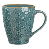 Cana cu stelute pentru cafea,ceramica,albastru-gri,385 ml, Oem