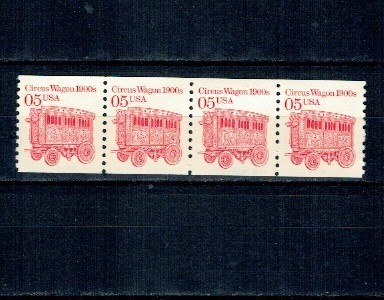 SUA 1990 - Uzual 5c, vagon de circ, ștraif de 4 neuzat, din roll foto