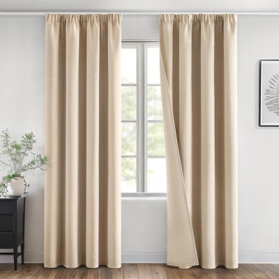 Set 2 Bucati Draperie, Tip Blackout, 245X140 Cm, Bej - CN foto