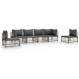Cumpara ieftin Set sezlonguri de gradina 6 piese cu perne, antracit, poliratan