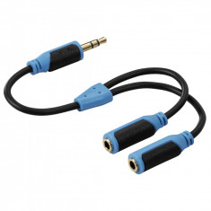 Spliter Audio Super SoftJ, 3.5mm -2 x soclu, albastru/negru foto