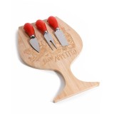 Cumpara ieftin Platou servire branzeturi, set 3 cutite cm 20 x 30 H