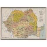 Harta administrativa Romania cu regiuni, 1964, reproducere